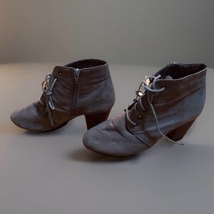 Ardene Lace Up Taupe Heeled Boots - Size 8